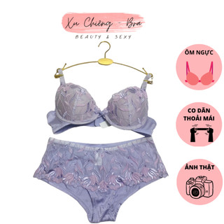 Đồ lót nữ sexy, bộ đồ lót nữ, đồ lót nữ sexy phối ren hoa ly đệm mỏng 1cm, đồ lót nữ nguyên bộ XUCHIENGBRA