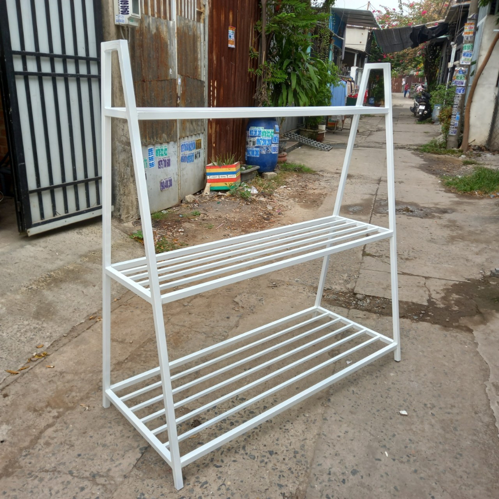 Kệ sắt chữ A kích thước - 80x50x85cm, thép hộp 20x20mm mạ kẽm sơn tĩnh điện. dùng để đồ, trang trí nhà cửa vườn hoa