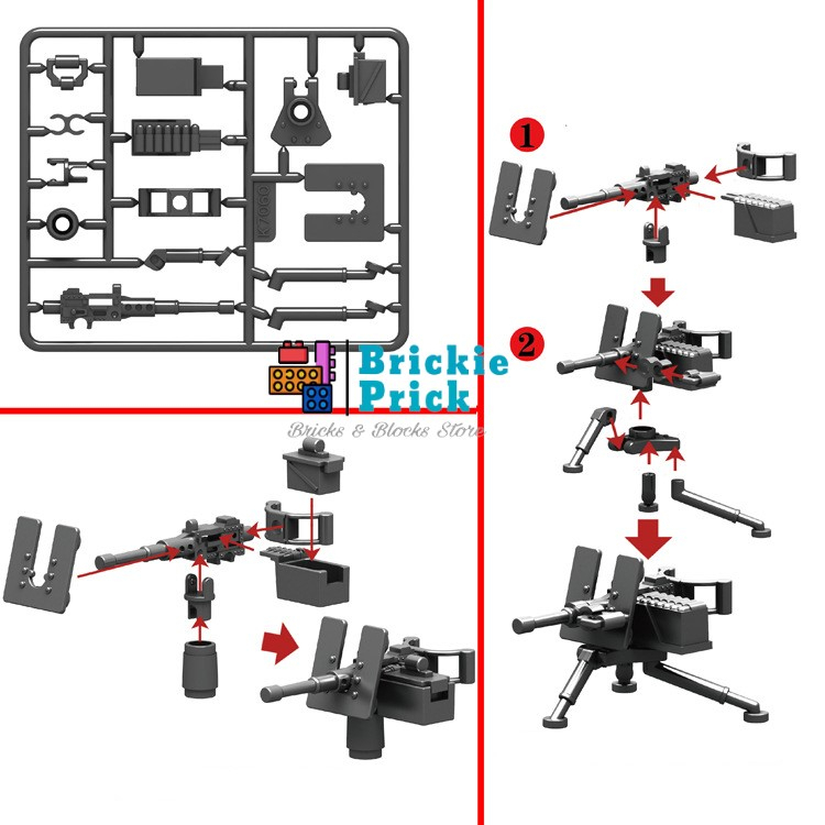 Đồ chơi lắp ráp - Army- Phụ kiện Sún.g máy hạng nặng - Đồ Chơi Lắp Ráp - Brickie Prick