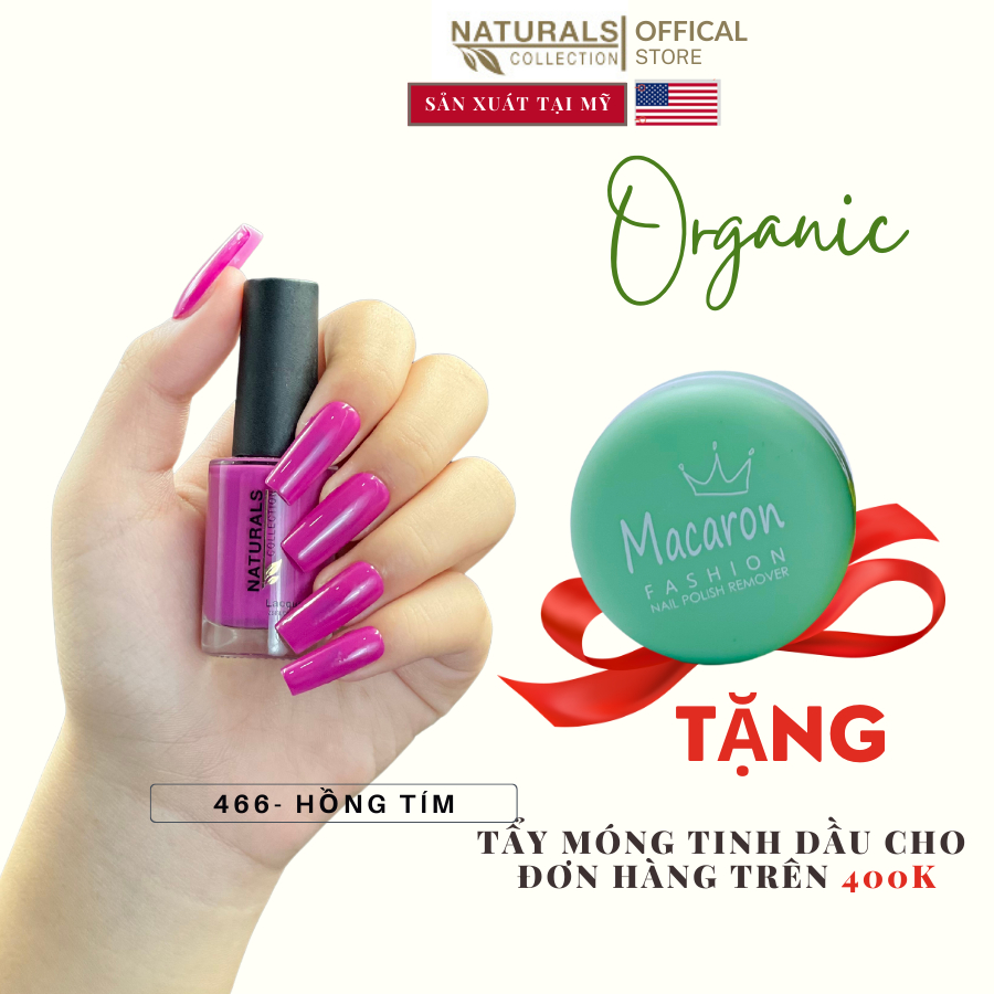 Sơn dưỡng thành phần hữu cơ phục hồi móng yếu, hư tổn USA NATURALS COLLECTION màu hồng tím  - 7.5ml - 466