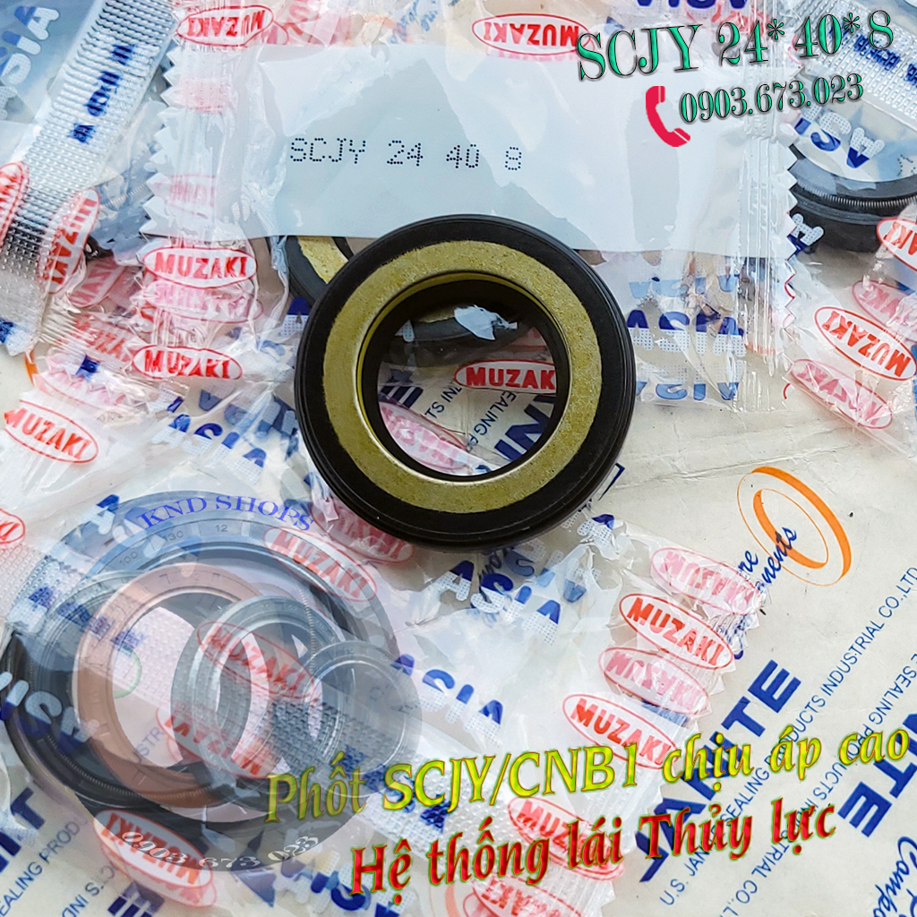 Phốt tay lái (bót tay lái) chịu áp cao Muzaki SCJY 24*40*8 cho hệ thống lái trợ lực Ô tô, Tàu thủy, Máy cày,...