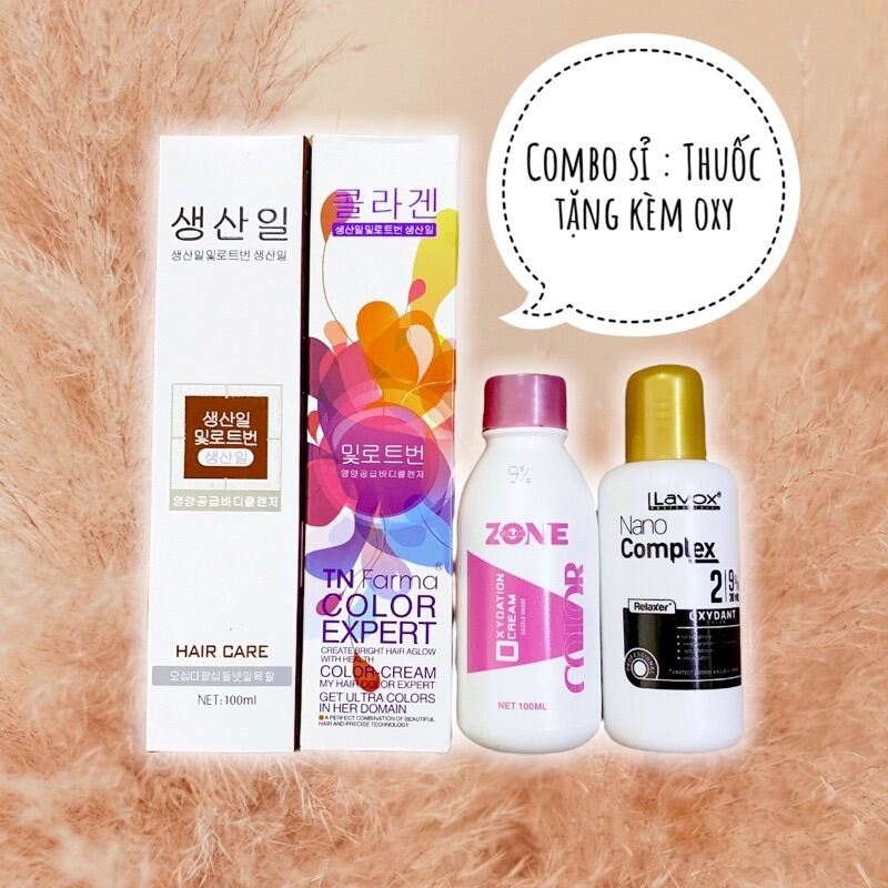 Thuốc nhuộm tặng kèm găng tay , oxy siêu dưỡng và hướng dẫn sử dụng