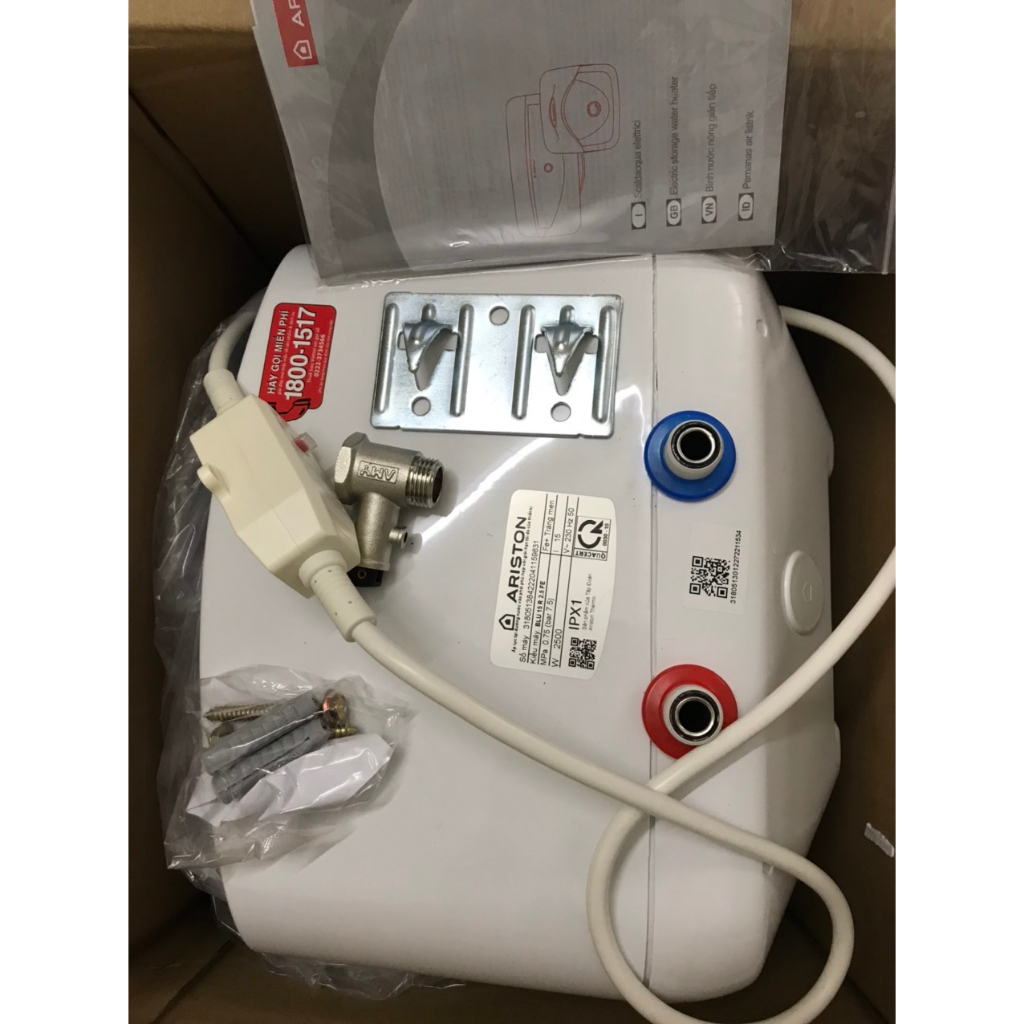 Bình Nóng Lạnh Ariston 15L Blue bảo hành 7 năm 360x360x318mm)