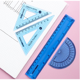 Bộ Thước Kẻ Nhựa Dẻo Không Gãy 4 Món Aihao Dài 20 Cm