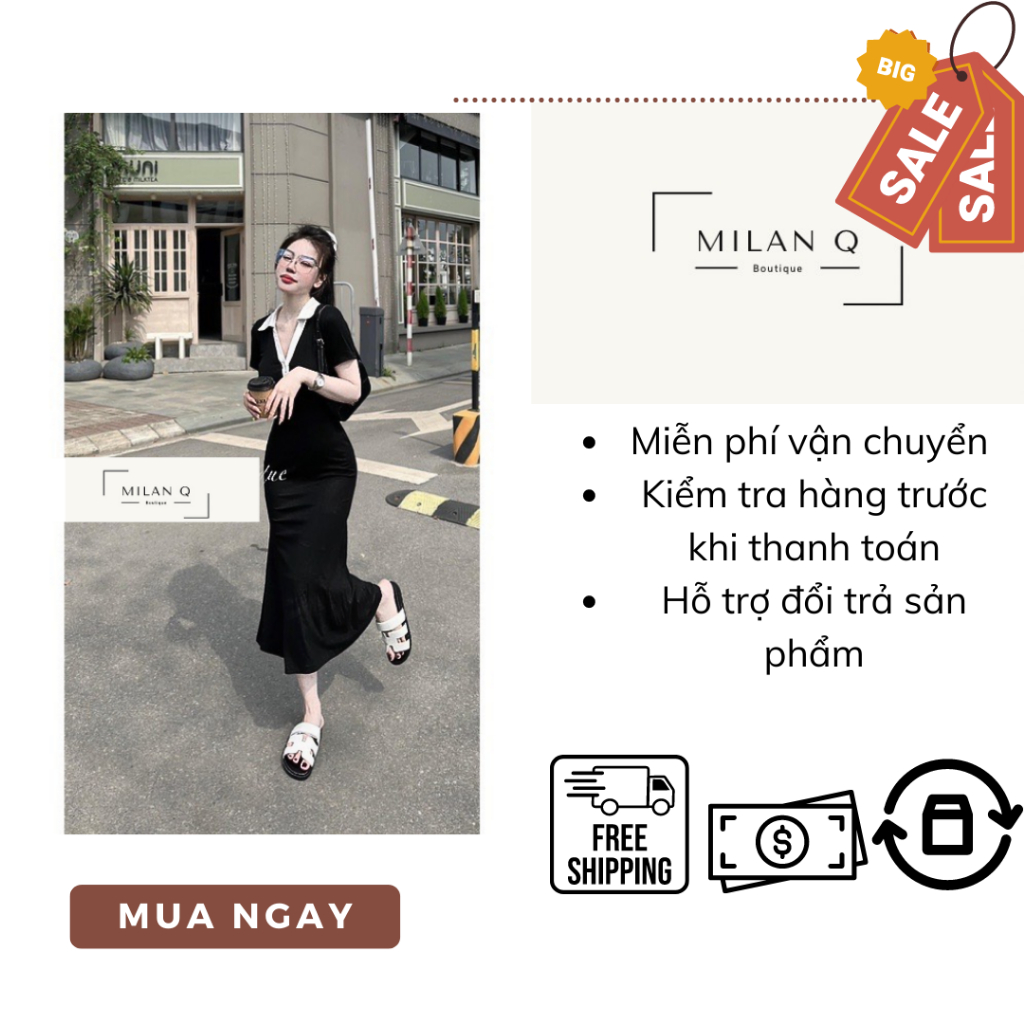 Đầm Polo nữ cổ bẻ Milan Q Boutique - Đầm body dáng dài