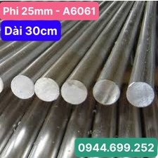 Nhôm cây tròn đặc, phi 25, dài: 30cm