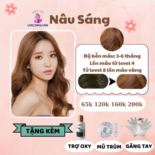 Thuốc nhuộm tóc màu NÂU SÁNG kèm trợ dưỡng găng tay
