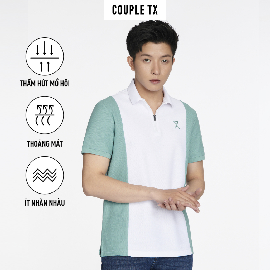 Áo Polo Nam Couple TX Cổ Zip Phối Màu Regular Fit MPO 1031