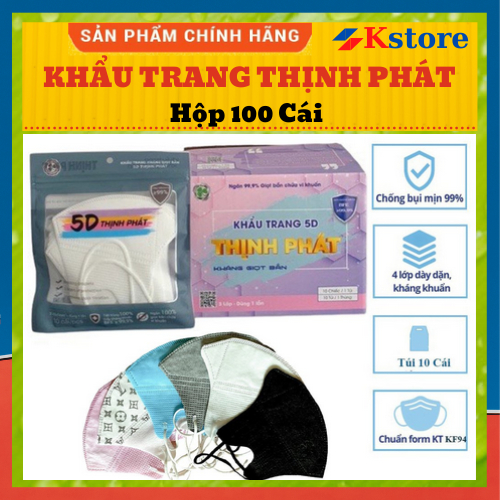Thùng 100 Chiếc Khẩu Trang 5D Thịnh Phát Chính Hãng.