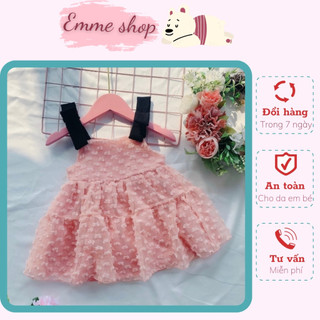 Đầm công chúa, váy 2 dây nơ đen xòe cho bé, đầm công chúa bé giá thiết kế kiểu dễ thương sang chảnh.