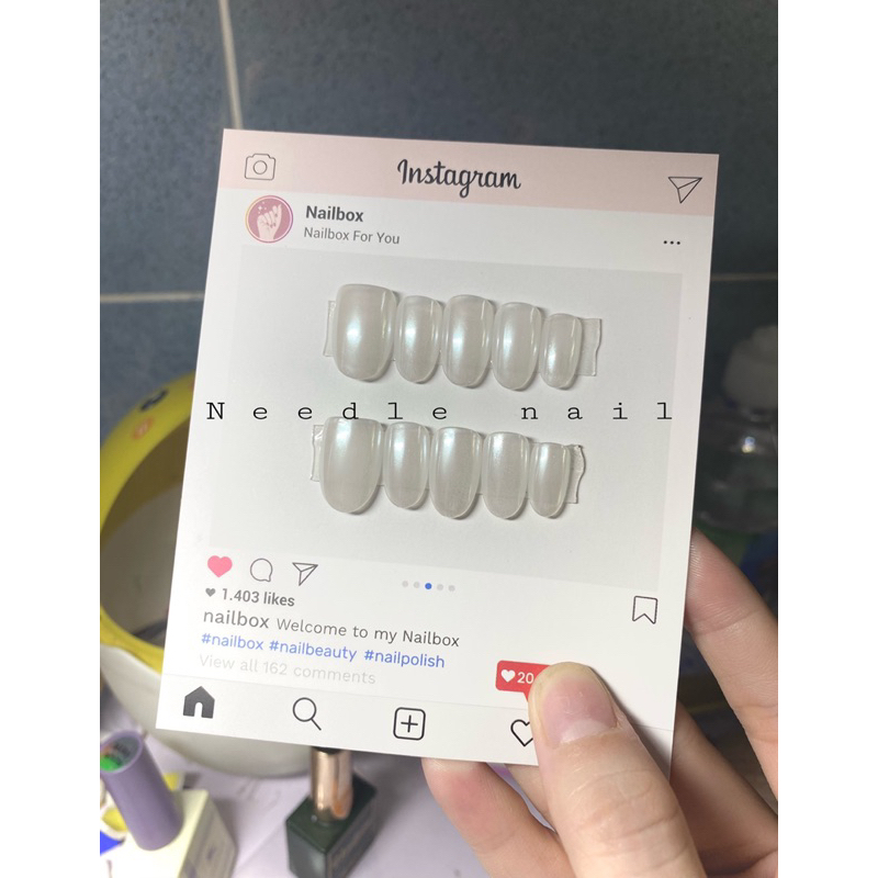 Nail box tráng gương ánh ngọc trai trắng nhẹ nhàng siêu xinh