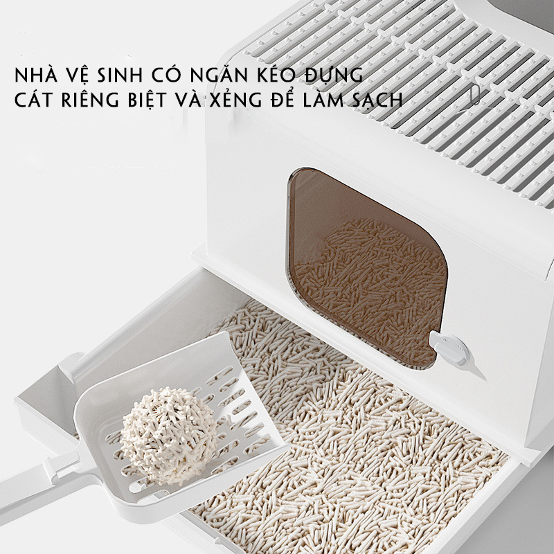Nhà vệ sinh cho mèo cao cấp có máy khử mùi tự động không lo ám mùi trong phòng