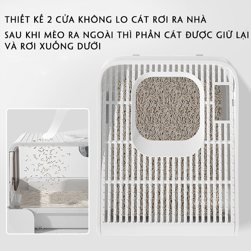 Nhà vệ sinh cho mèo cao cấp có máy khử mùi tự động không lo ám mùi trong phòng