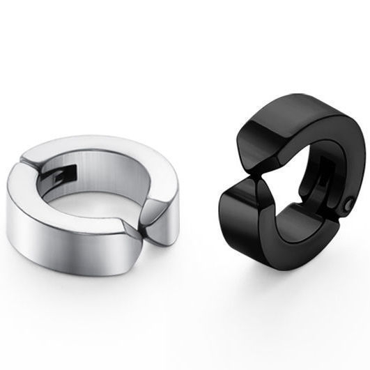 Khuyên Tai Nam Bông Tai Tavi Studio Thép Titan Không Gỉ Màu Đen Bạc Phong Cách Hàn Quốc Đơn Giản