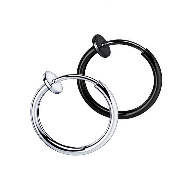 Khuyên Tai Nam Bông Tai Tavi Studio Thép Titan Không Gỉ Màu Đen Bạc Phong Cách Hàn Quốc Đơn Giản