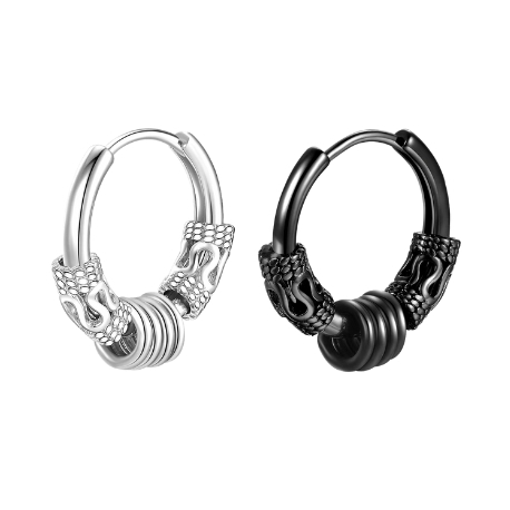 Khuyên Tai Nam Bông Tai Tavi Studio Thép Titan Không Gỉ Màu Đen Bạc Phong Cách Hàn Quốc Đơn Giản