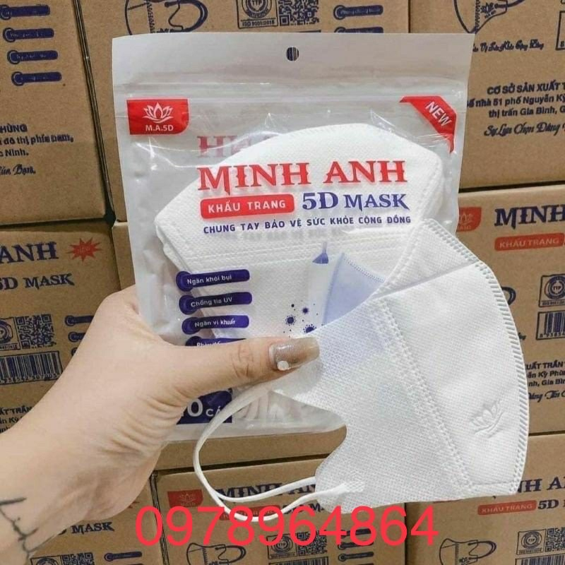 Khẩu Trang 5D Minh Anh MASK _200 Chiếc Tiện Lợi 💯