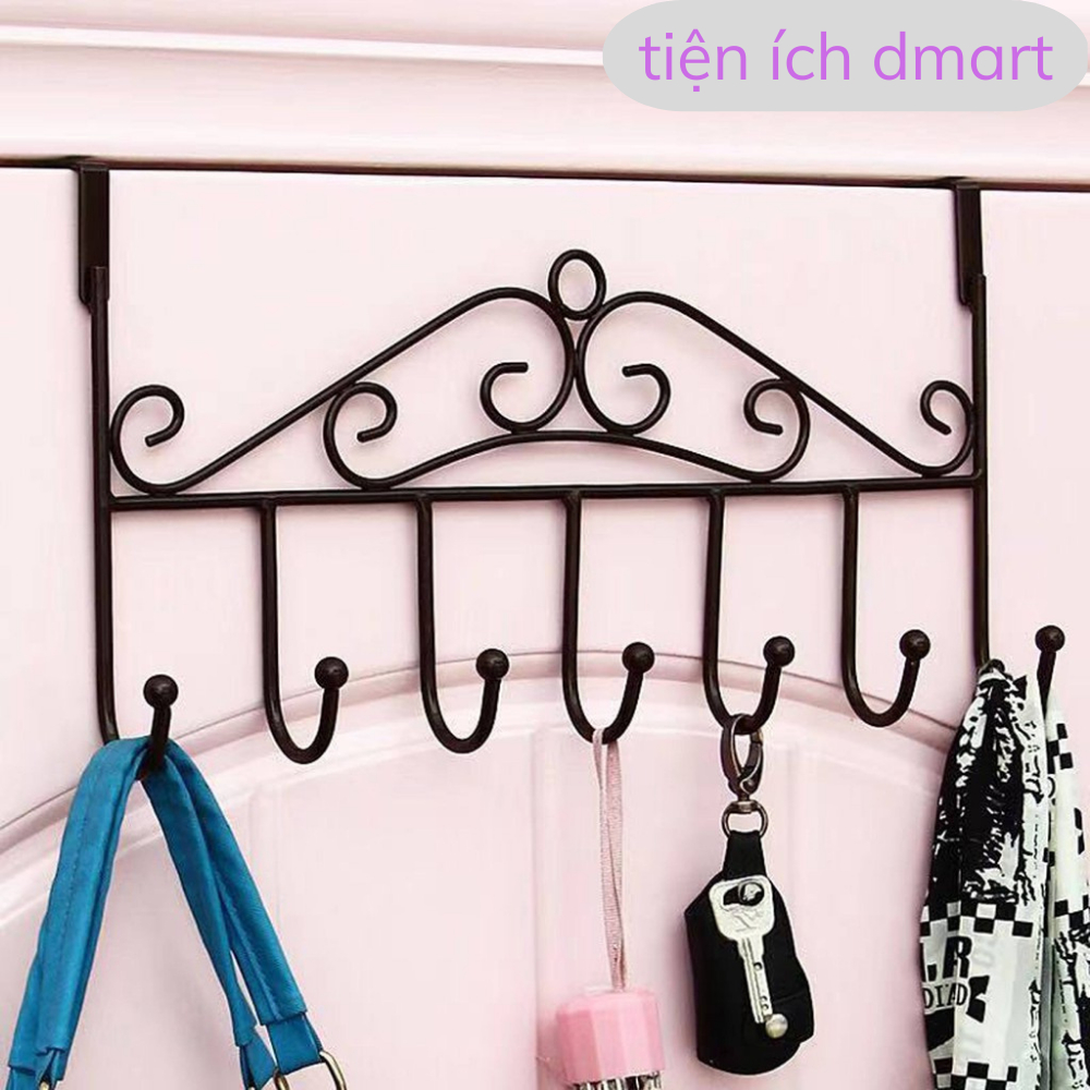 móc quần áo cài sau cửa gồm 7 móc tiện lợi, mắc quần áo phun sơn tĩnh điện IN7