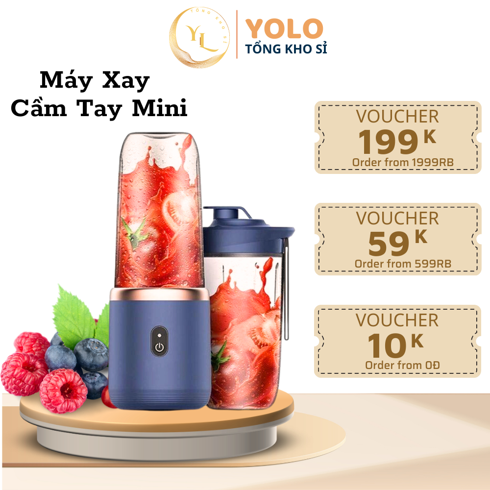 Máy xay cầm tay mới nhất 2023, Máy Xay Sinh Tố Mini Cầm Tay 6 Lưỡi CHIGO 300ML Siêu Nhỏ Gọn