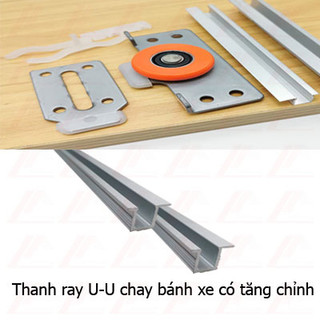 Combo 4 cặp ray trượt cửa lùa U.Đài Loan (Thanh ray trên và thanh ray dưới )