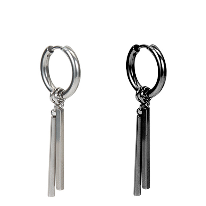 Khuyên Tai Nam Bông Tai Tavi Studio Thép Titan Không Gỉ Màu Đen Bạc Phong Cách Hàn Quốc Đơn Giản