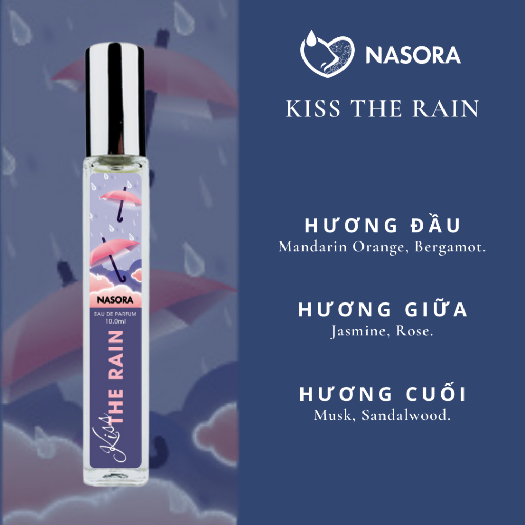 BST Nước Hoa Nữ Nasora THE KISS 3 Phong Cách Hương Thơm Quyến Rũ, Gợi Cảm, Ngọt Ngào, Bí Ẩn, Dạng Xịt 10ML