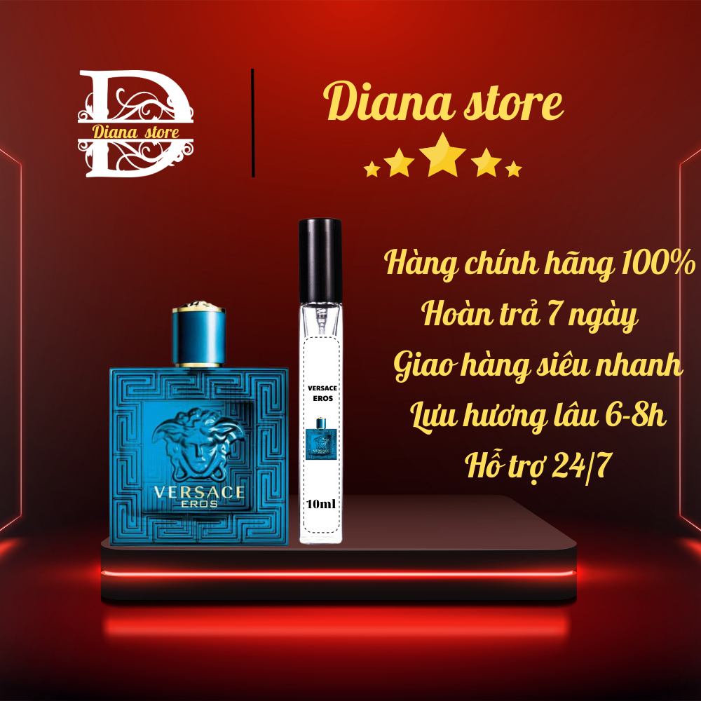 Nước hoa nam Versace Eros dạng chiết 10ml chính hãng thơm lâu, dầu thơm nam lưu hương lâu nam tính lịch lãm