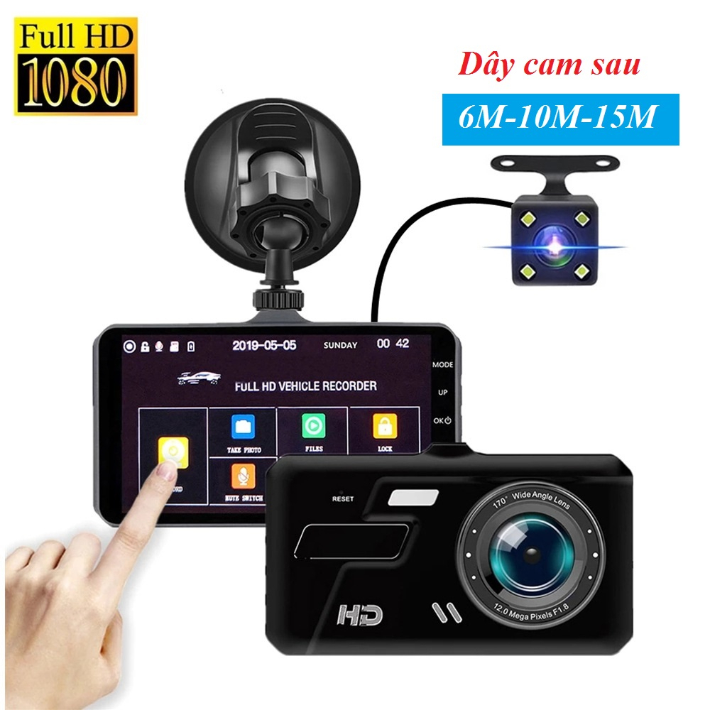 Camera hành trình ô tô A66 Plus(V9 Plus) Full HD Đèn LED,ghi hình trước sau, màn hình cảm ứng,thẻ nhớ 32G.