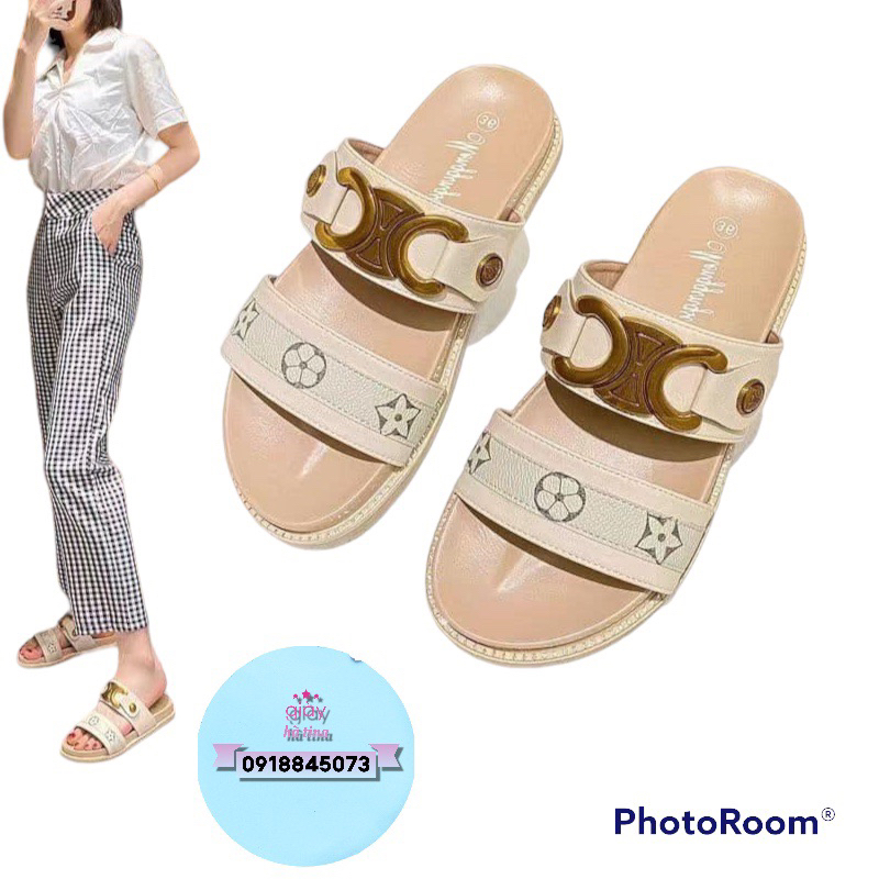 (Loại 1)Dép nữ thời trang mới 2 quai phối khuy đồng 2023/phom chuẩn