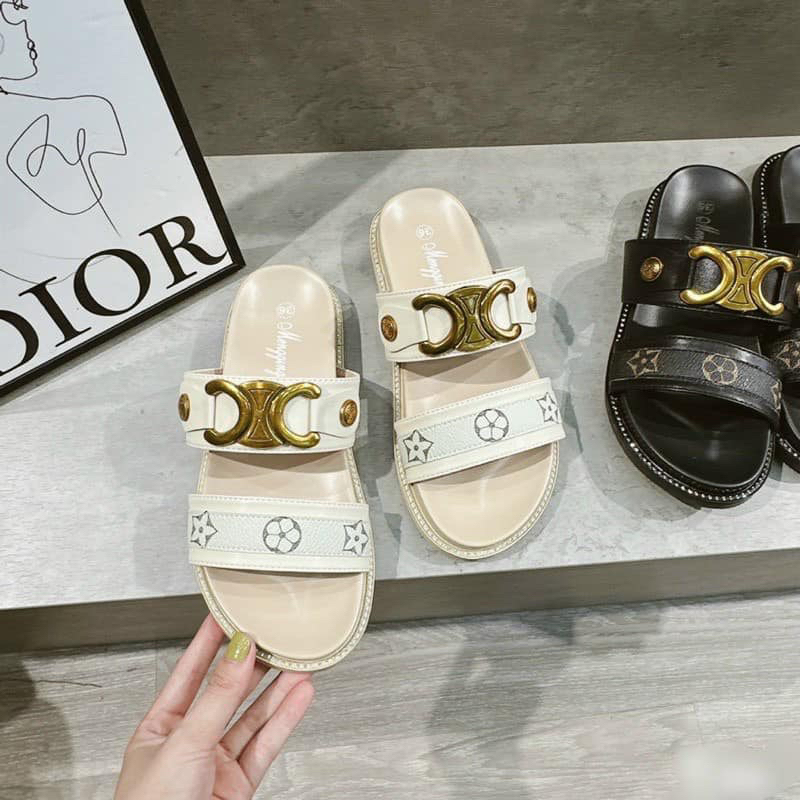 (Loại 1)Dép nữ thời trang mới 2 quai phối khuy đồng 2023/phom chuẩn