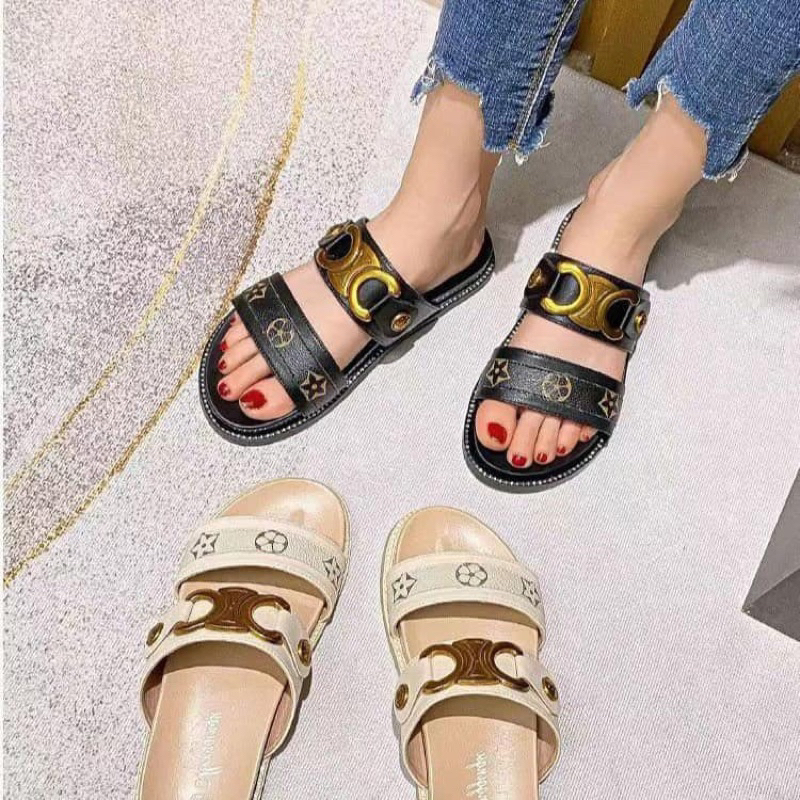 (Loại 1)Dép nữ thời trang mới 2 quai phối khuy đồng 2023/phom chuẩn