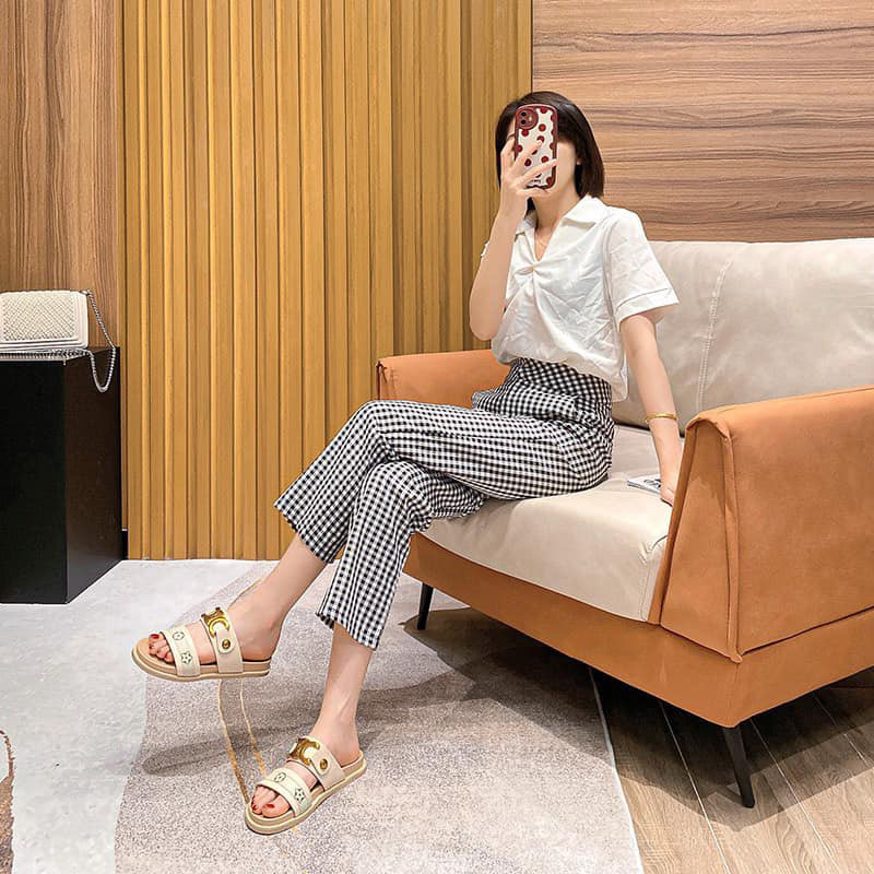 (Loại 1)Dép nữ thời trang mới 2 quai phối khuy đồng 2023/phom chuẩn