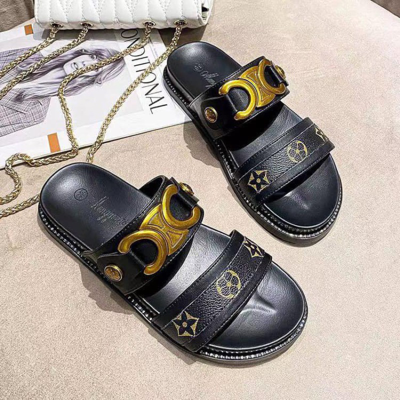 (Loại 1)Dép nữ thời trang mới 2 quai phối khuy đồng 2023/phom chuẩn