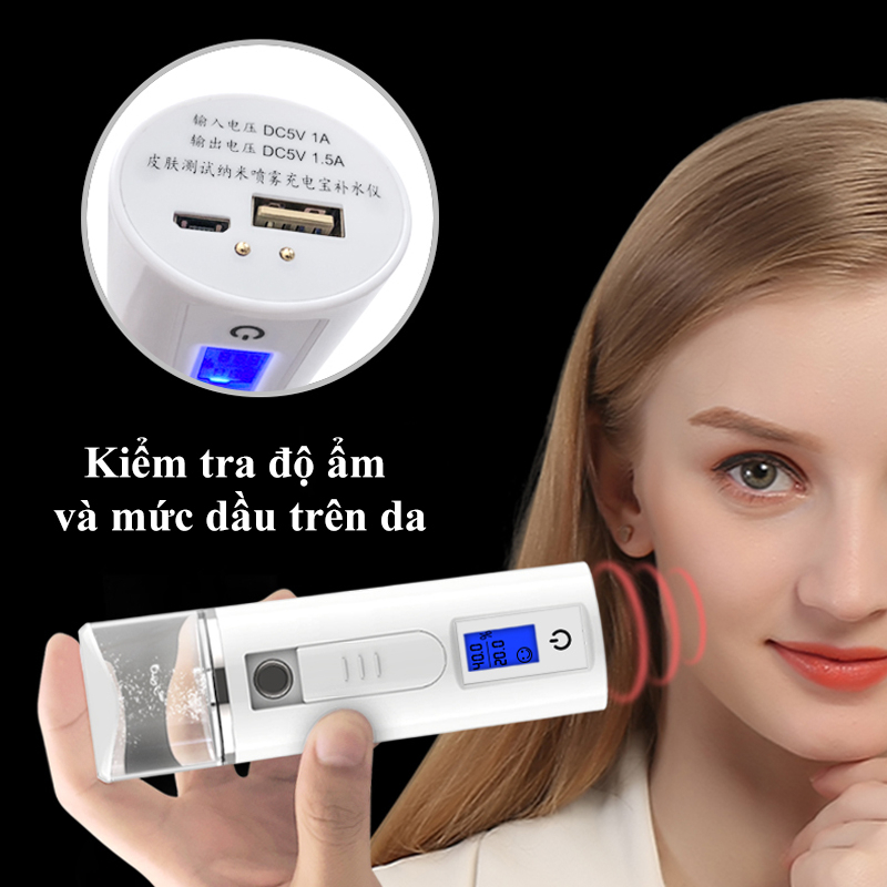 Máy phun sương mini cầm tay xịt khoáng xông hơi mặt Nano tạo ẩm mặt