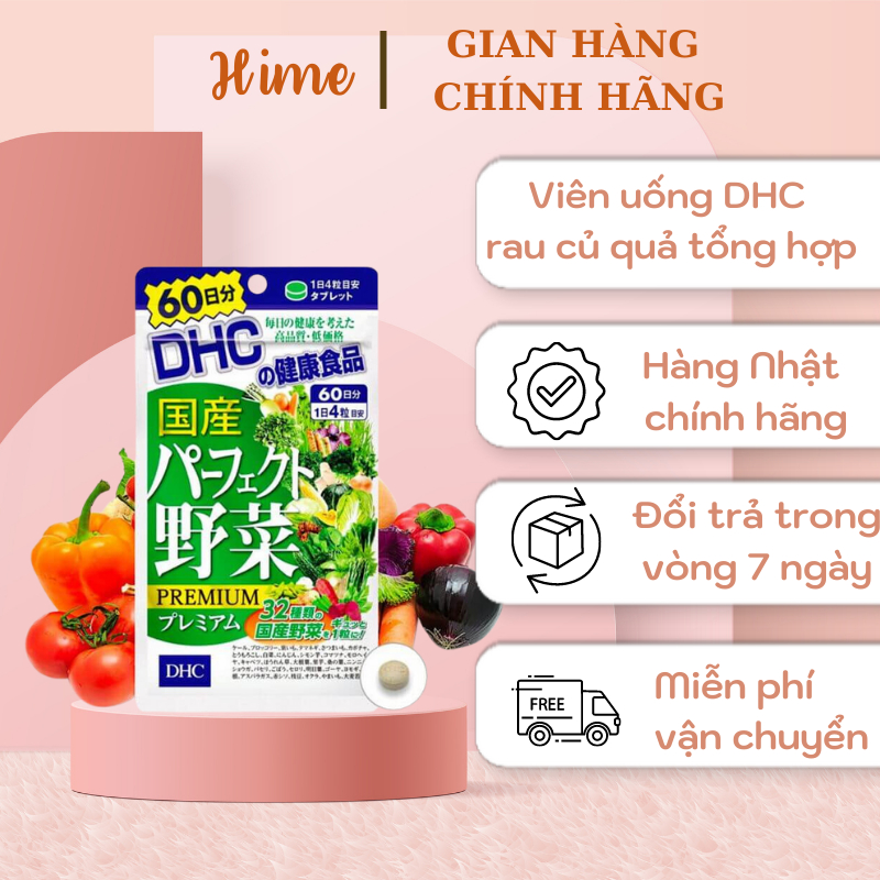 Viên uống DHC rau củ quả tổng hợp Nhật Bản bổ sung vitamin và hỗ trợ tiêu hóa 240 viên 60 ngày