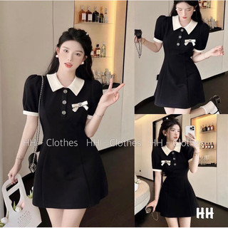 Váy phối cổ kèm tag nơ