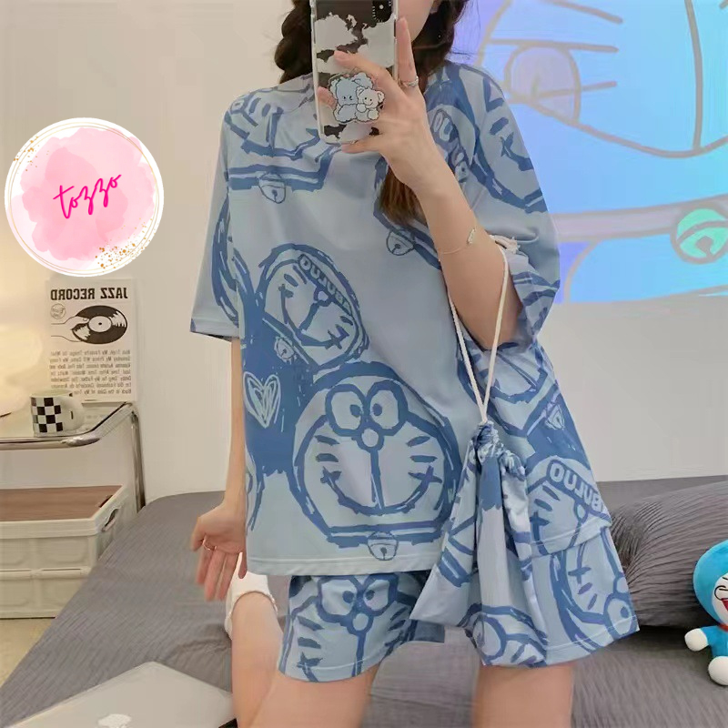 Đồ bộ nữ cộc tay bigsize mặc nhà TOZZO mùa hè quần đùi thun cotton cute dễ thương phong cách hàn quốc 40-70Kg BC1