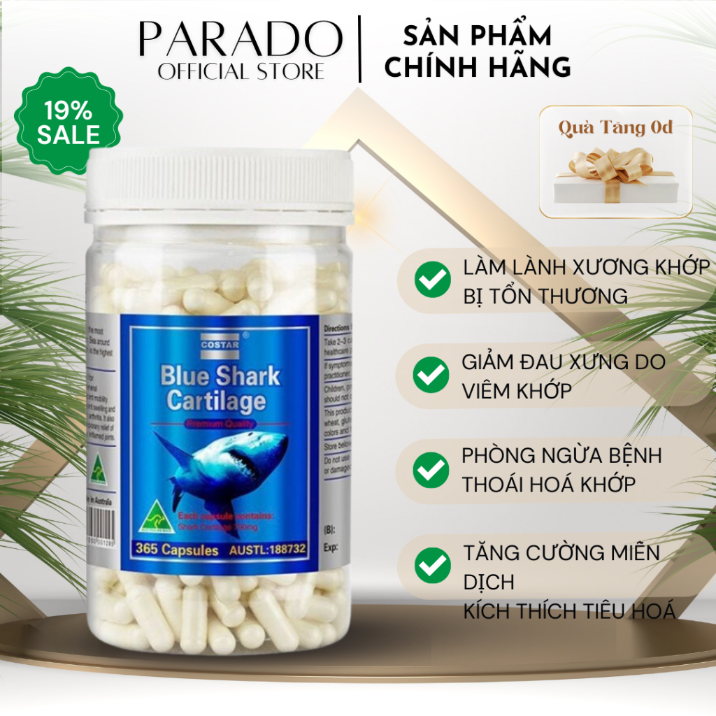 Viên Uống Sụn Vi Cá Mập Shark Cartilage 750mg 365 Viên của Úc