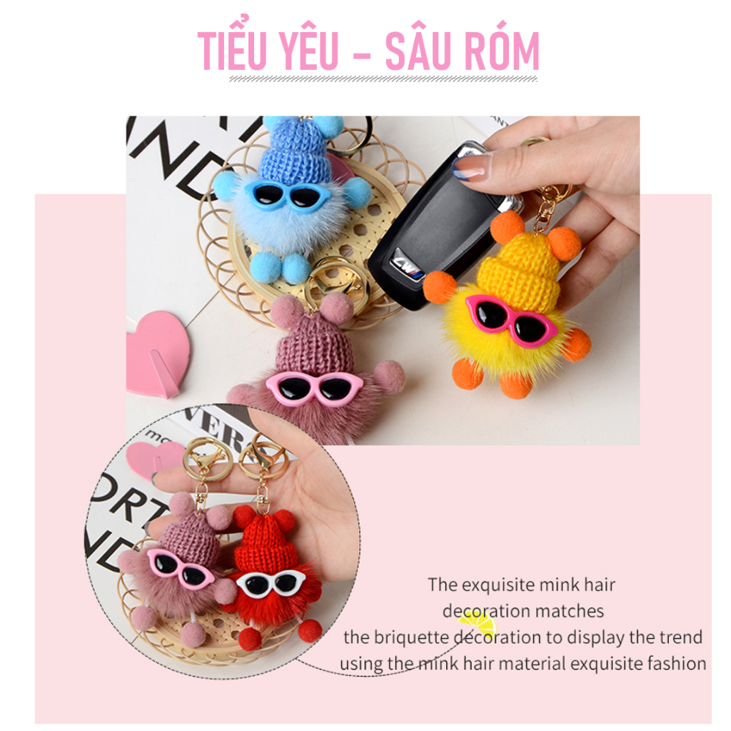 Móc Khoá Tiểu Yêu Banh Bông Lông Xu Cute Combo móc chìa khoá Dễ Thương Phụ Kiện Balo Cặp Xách Oto xe máy -Minkey