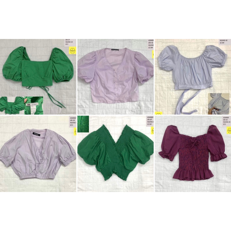 P2 Áo sơ mi kiểu CROPTOP rút ngực form dáng Hàn quốc trẻ trung hàng 2hand TIEM2021
