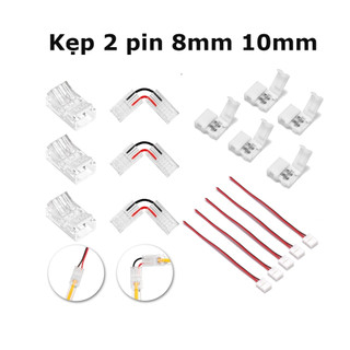 Kẹp nối PCB Led 2 pin 8mm/10mm, Đầu nối không cần hàn trắng đục, trong suốt