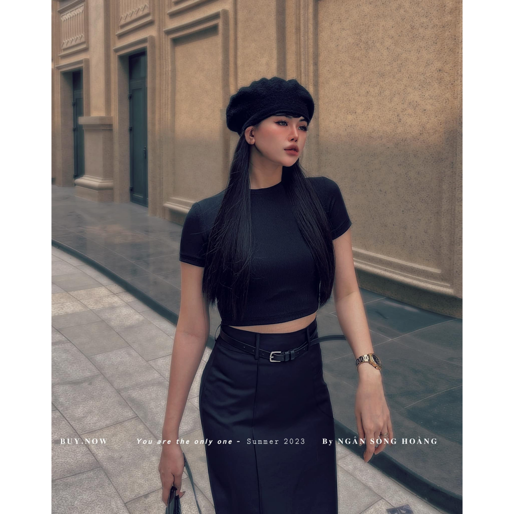 set BLACK QUEEN thiết kế bởi BUY.NOW (gồm áo giãn và chân váy-mủa cả set kèm thắt lưng)