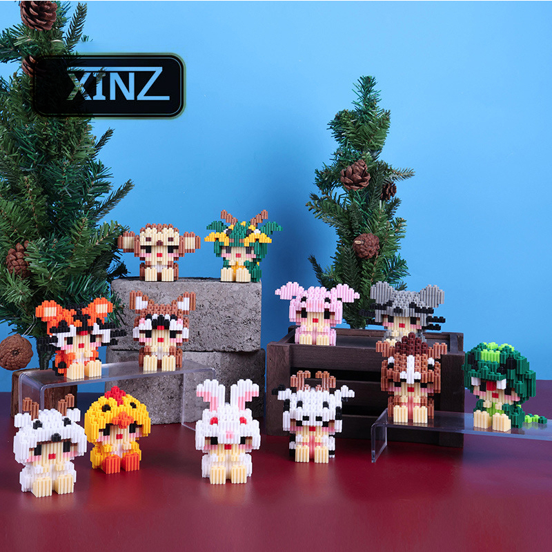 Mô hình lắp ráp lego 12 con giáp 9.2cm XINZ đồ chơi xếp hình 3D nhiều nhân vật nhỏ dễ thương