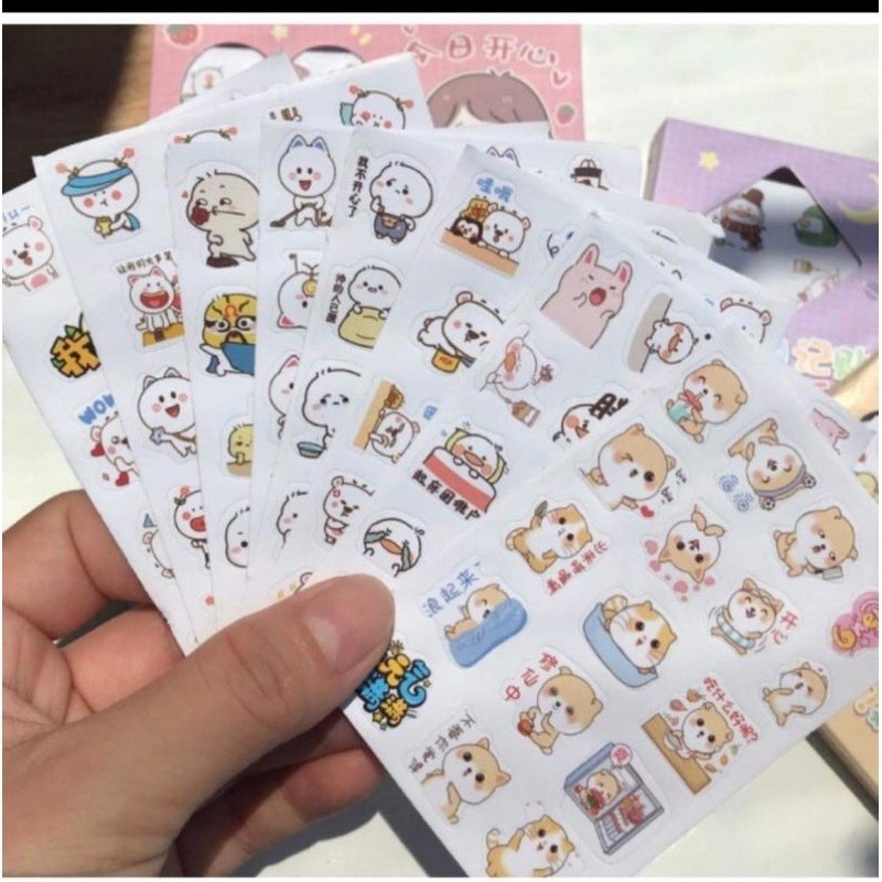 Hộp Sticker hình dán dễ thương 12 tờ cho bé