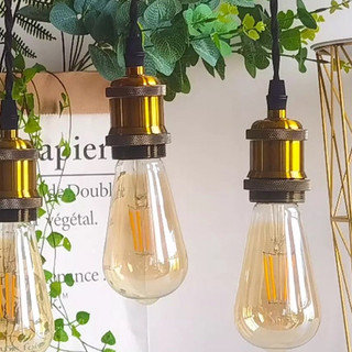 Bộ Đèn thả đơn đui đồng đúc dây đen dây trắng dài 1m kèm đế ốp trần