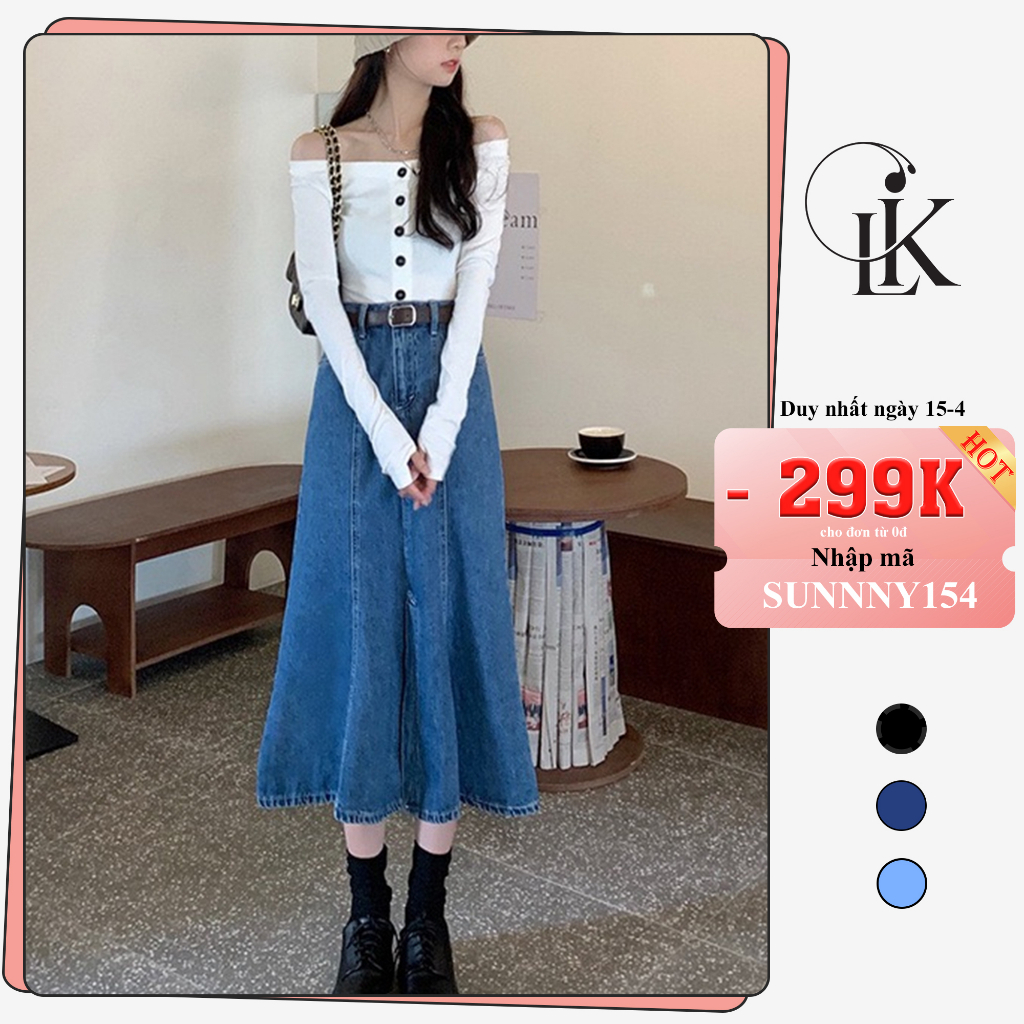 [DEAL HỜI] Chân váy jean đuôi cá váy xòe lưng cao váy bò ôm dáng tôn body gợi cảm SARAMIA V8