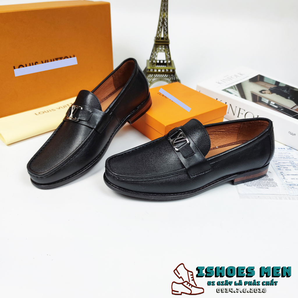 Giày Tây Lười Nam LV, Giày lười Loafer đế phíp LV Thời Trang Da Bò Xịn Cao Cấp Full Box Bảo hành 1 năm
