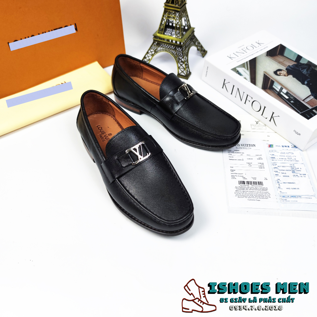 Giày Tây Lười Nam LV, Giày lười Loafer đế phíp LV Thời Trang Da Bò Xịn Cao Cấp Full Box Bảo hành 1 năm