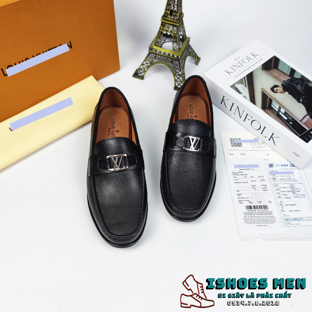 Giày Tây Lười Nam LV, Giày lười Loafer đế phíp LV Thời Trang Da Bò Xịn Cao Cấp Full Box Bảo hành 1 năm