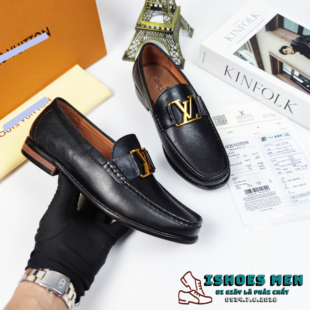 Giày Tây Lười Nam LV, Giày lười Loafer đế phíp LV Thời Trang Da Bò Xịn Cao Cấp Full Box Bảo hành 1 năm